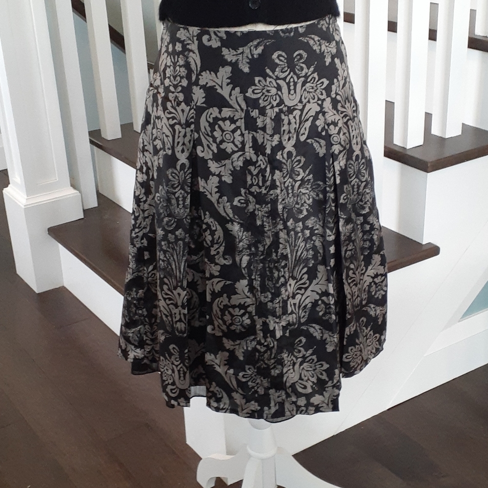 % Black Esprit Silk Skirt with damask pattern